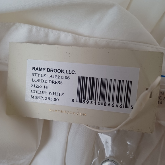 Ramy Brook Ruched Minidress Size 14 Preppy Tie Waist Long Sleeve Cotton Blend - Picture 8 of 16